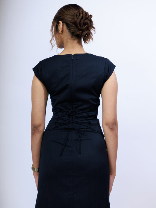 Board Room Dress (Pinstripe)