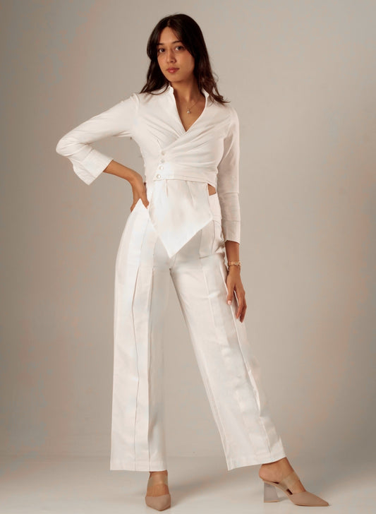 Statement Pleated Trouser (White)