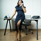 Board Room Dress (Pinstripe)