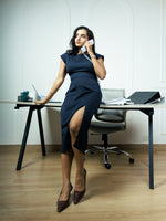Board Room Dress (Pinstripe)
