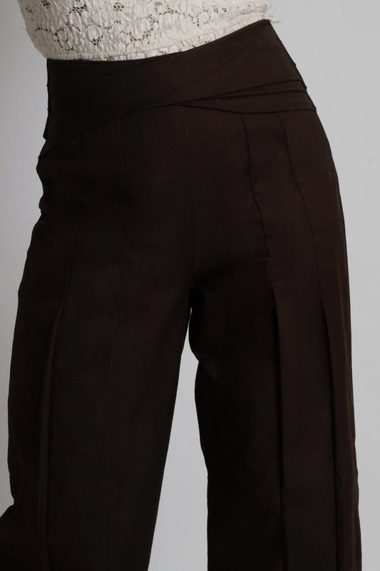 Brown Pleated Pants