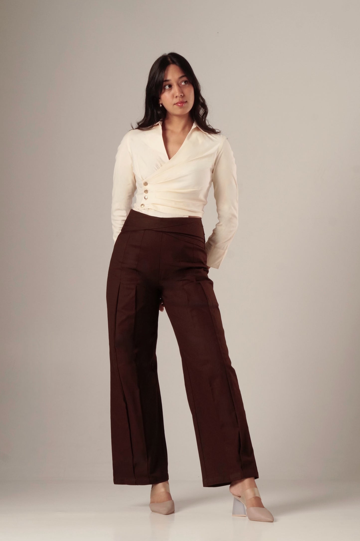 Brown Pleated Pants