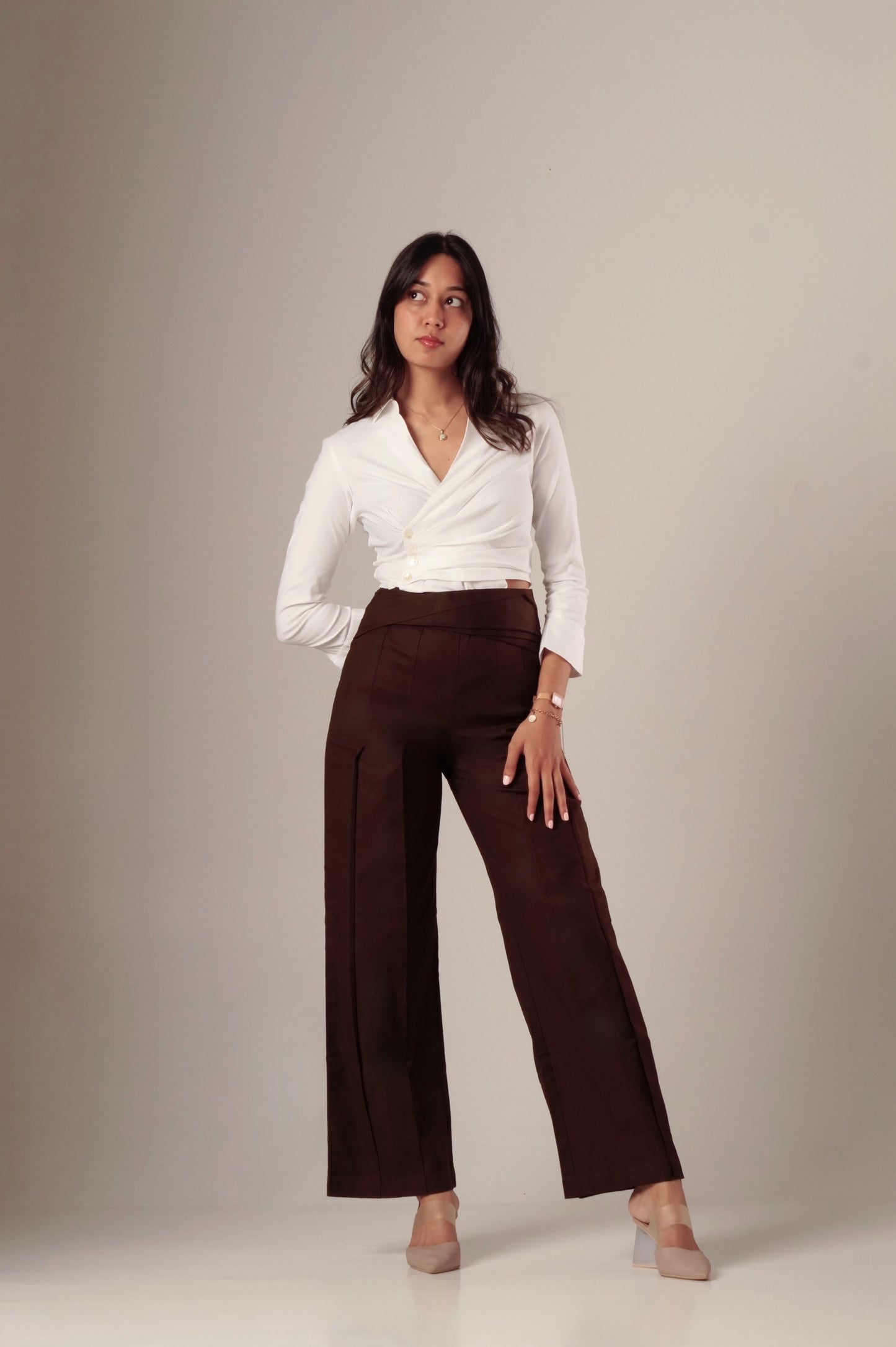 Brown Pleated Pants