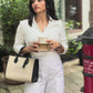 Statement Pleated Trouser  (White)