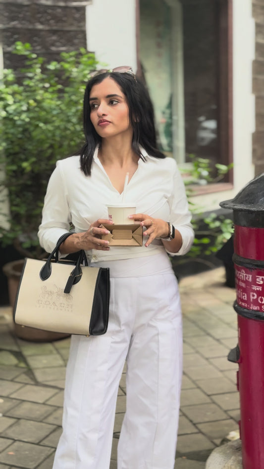 Statement Pleated Trouser  (White)