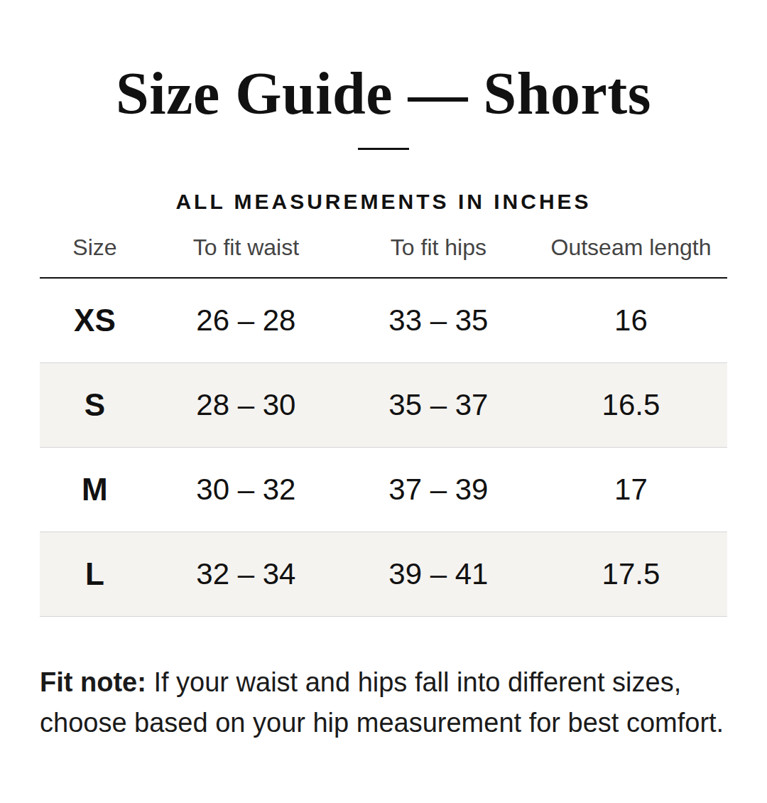 Size Chart