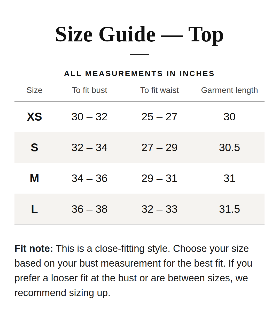 Size Chart
