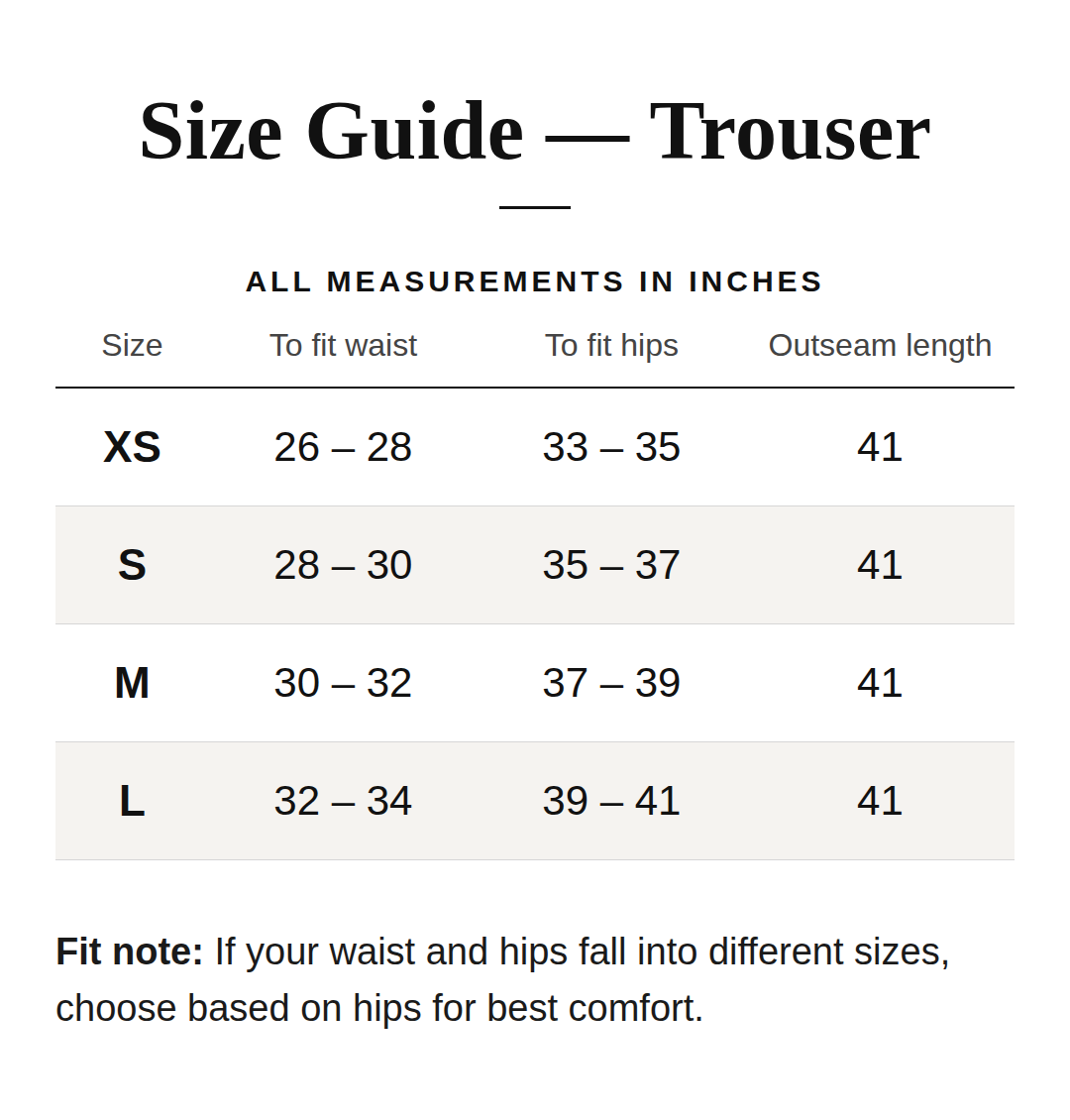 Size Chart